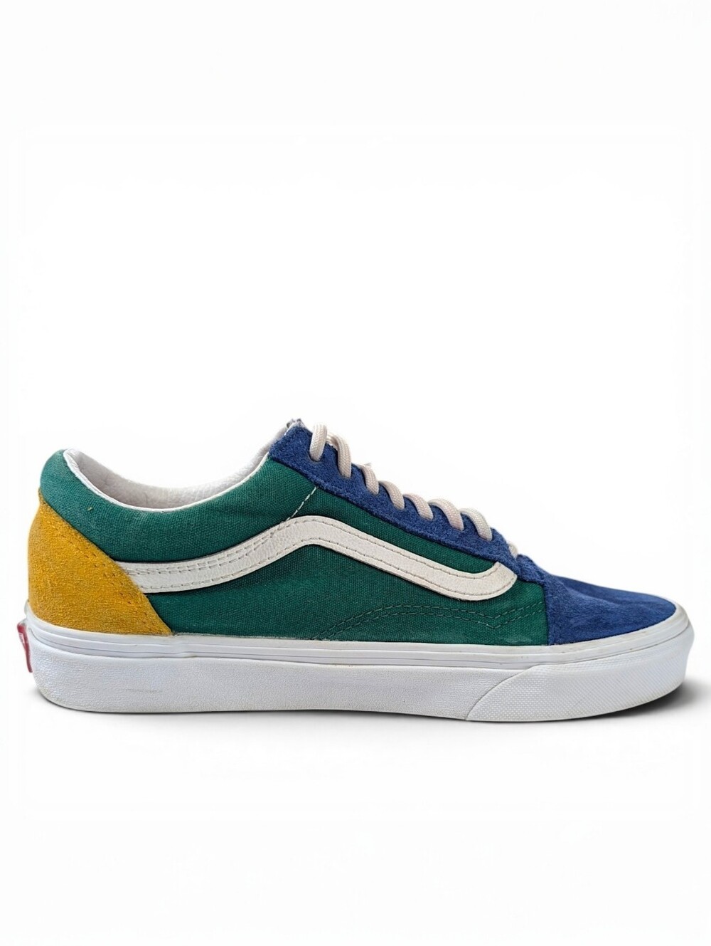Vans Old School Sneakers Womens 8 Mens 6.5 Suede Colorblock Green Blue Low Top